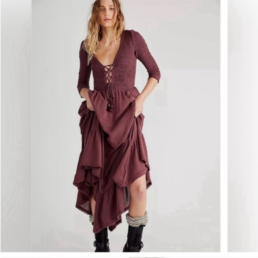 Free People Perfect Solution Maxi Dress Plum Jam XS